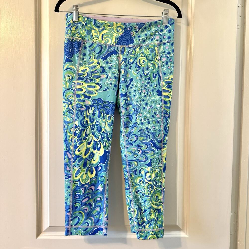 Lilly Pulitzer Luxletic Lilly’s Lagoon Leggings Womens S Blue Green Crop Yoga